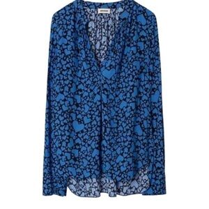 Zadig & Voltaire Blue Heart Print Blouse